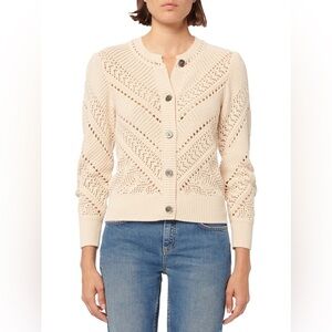 Vanessa Bruno Thea Open Weave Crochet Cardigan Size M Pit 18